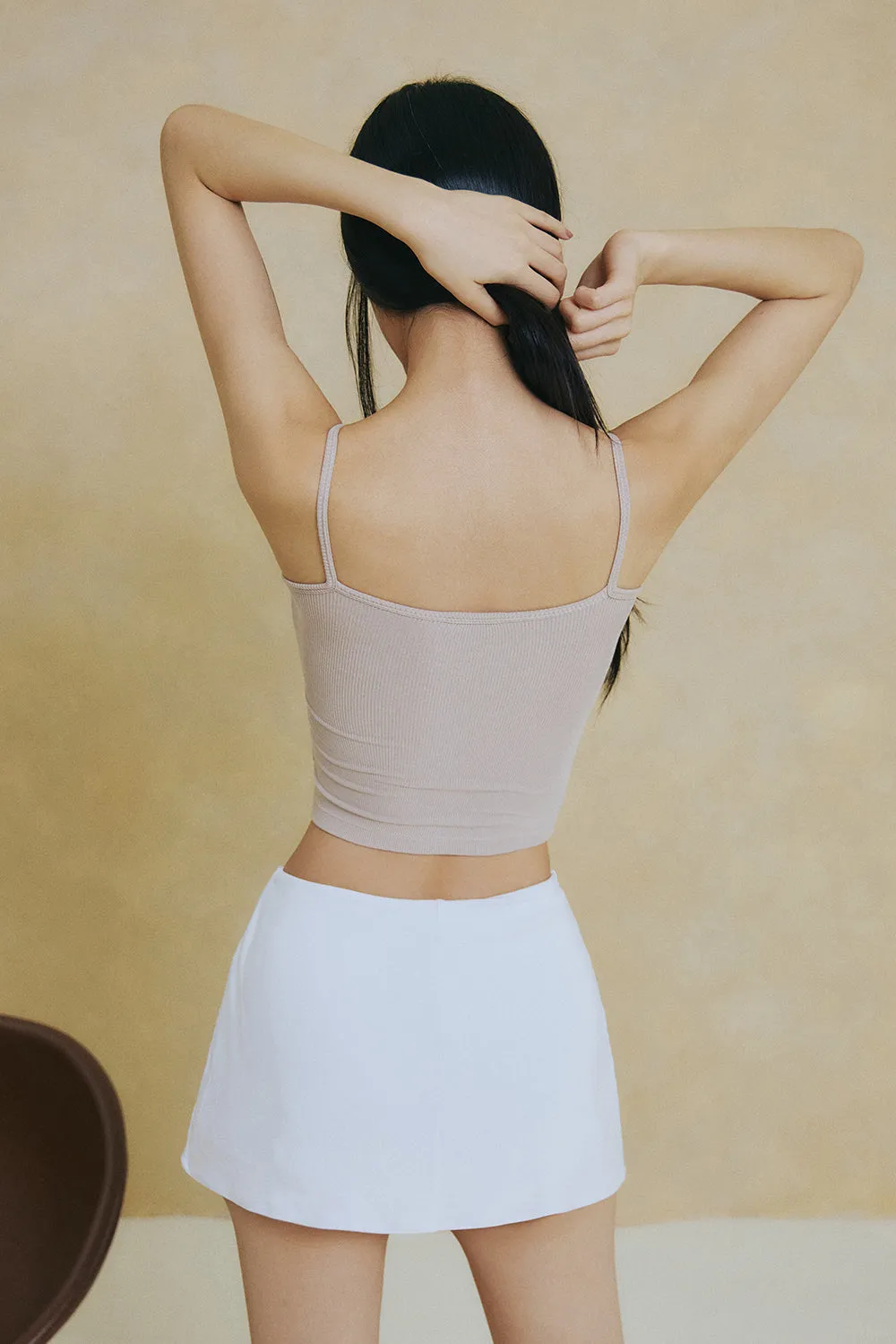一見鍾情羅紋細肩詐騙胸 BraTop（附兩種襯墊）<br>Elegant Rib Knit Spaghetti Strap Bra Top