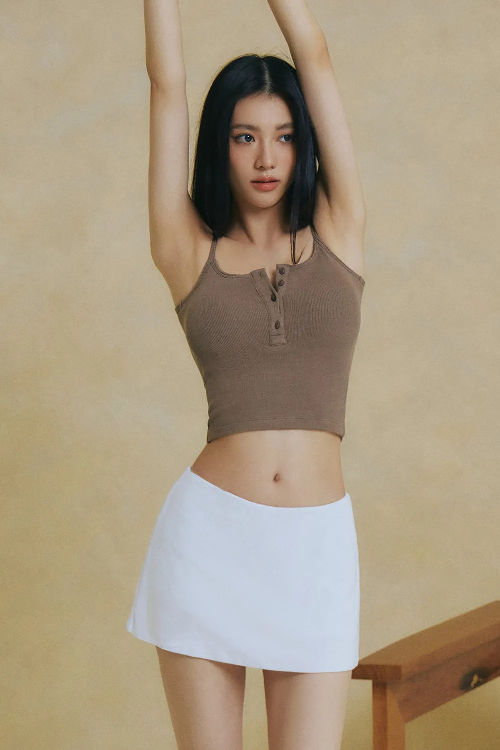 一見鍾情羅紋細肩詐騙胸 BraTop（附兩種襯墊）<br>Elegant Rib Knit Spaghetti Strap Bra Top