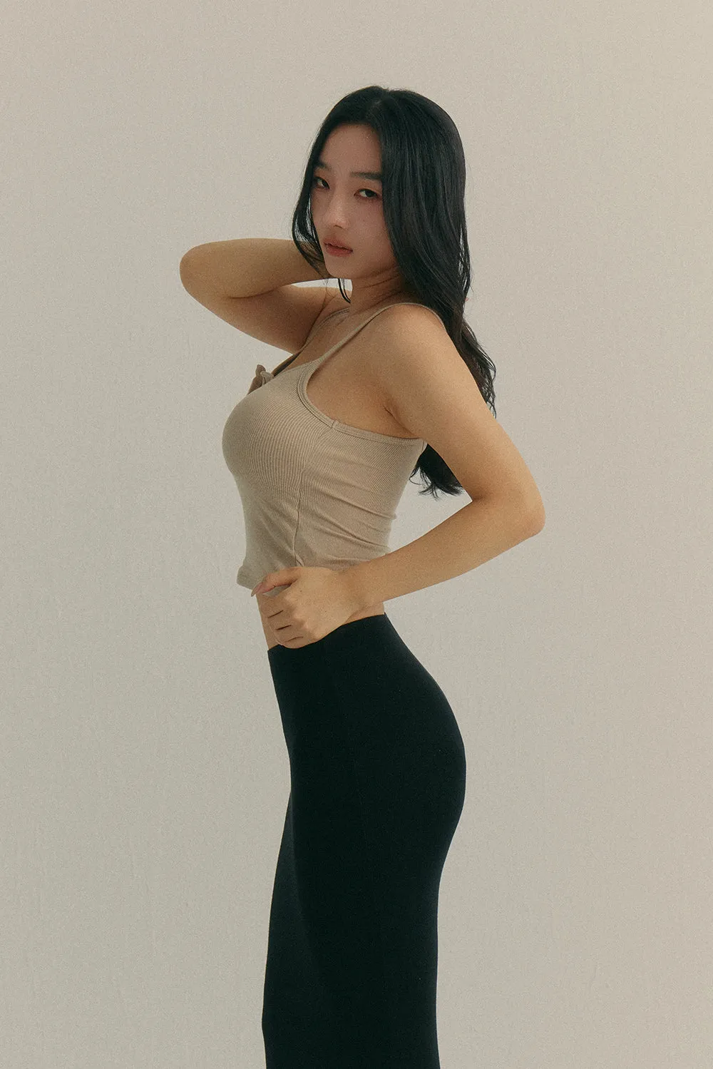 一見鍾情羅紋細肩詐騙胸 BraTop（附兩種襯墊）<br>Elegant Rib Knit Spaghetti Strap Bra Top