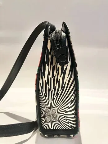 1980s GIANNI VERSACE Block CHECKERED FLOWER PRINT SHOULDER BAG