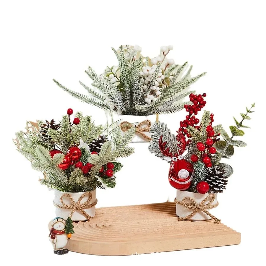 1Pcs Tabletop Exquisite Mini  Christmas Tree Stump