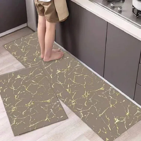 2pcs Exquisite Rubber Bottom Kitchen Mats