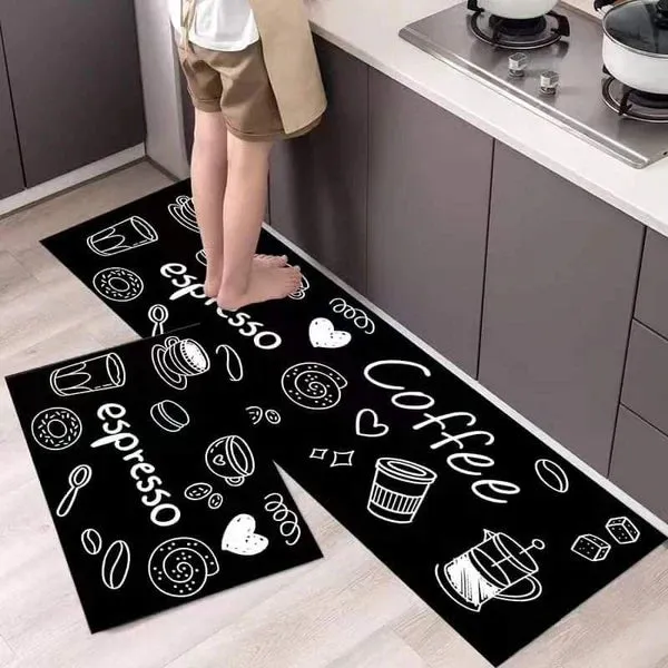 2pcs Exquisite Rubber Bottom Kitchen Mats