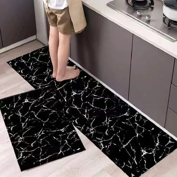 2pcs Exquisite Rubber Bottom Kitchen Mats
