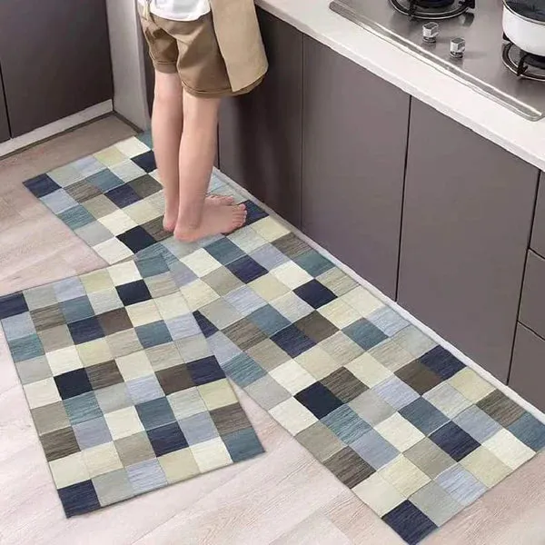 2pcs Exquisite Rubber Bottom Kitchen Mats