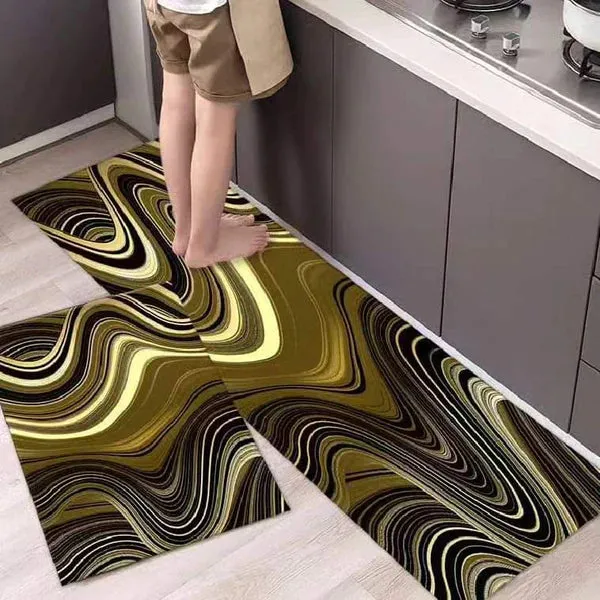 2pcs Exquisite Rubber Bottom Kitchen Mats