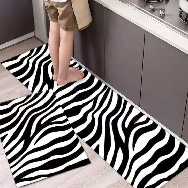 2pcs Exquisite Rubber Bottom Kitchen Mats