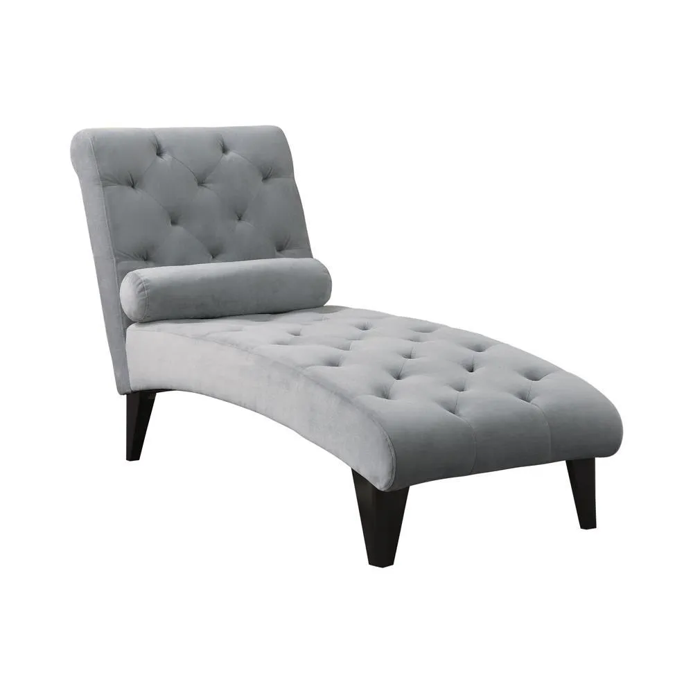Accents : Chaises - Grey - Tufted Chaise With Small Bolster Pillow Grey