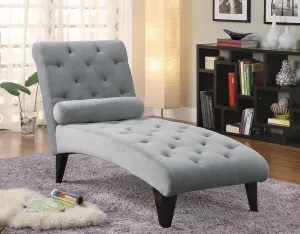 Accents : Chaises - Grey - Tufted Chaise With Small Bolster Pillow Grey