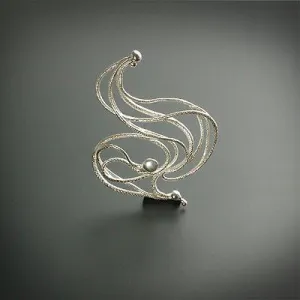 Artistic abstract silver pin and pendant