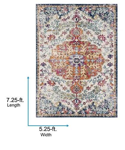 Artistic Weavers Odelia Vintage Bohemian Area Rug,5'3" x 7'3",Orange/Navy