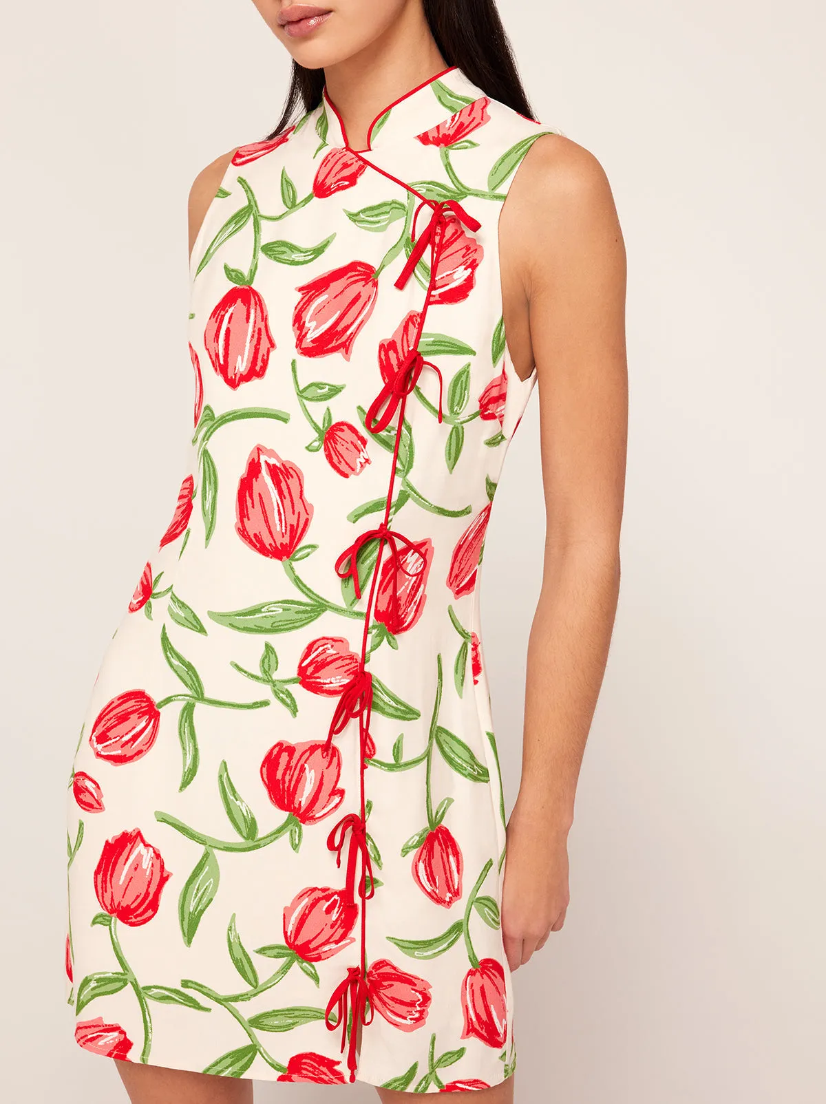 Aubrey Ivory Tulip Print Mini Dress