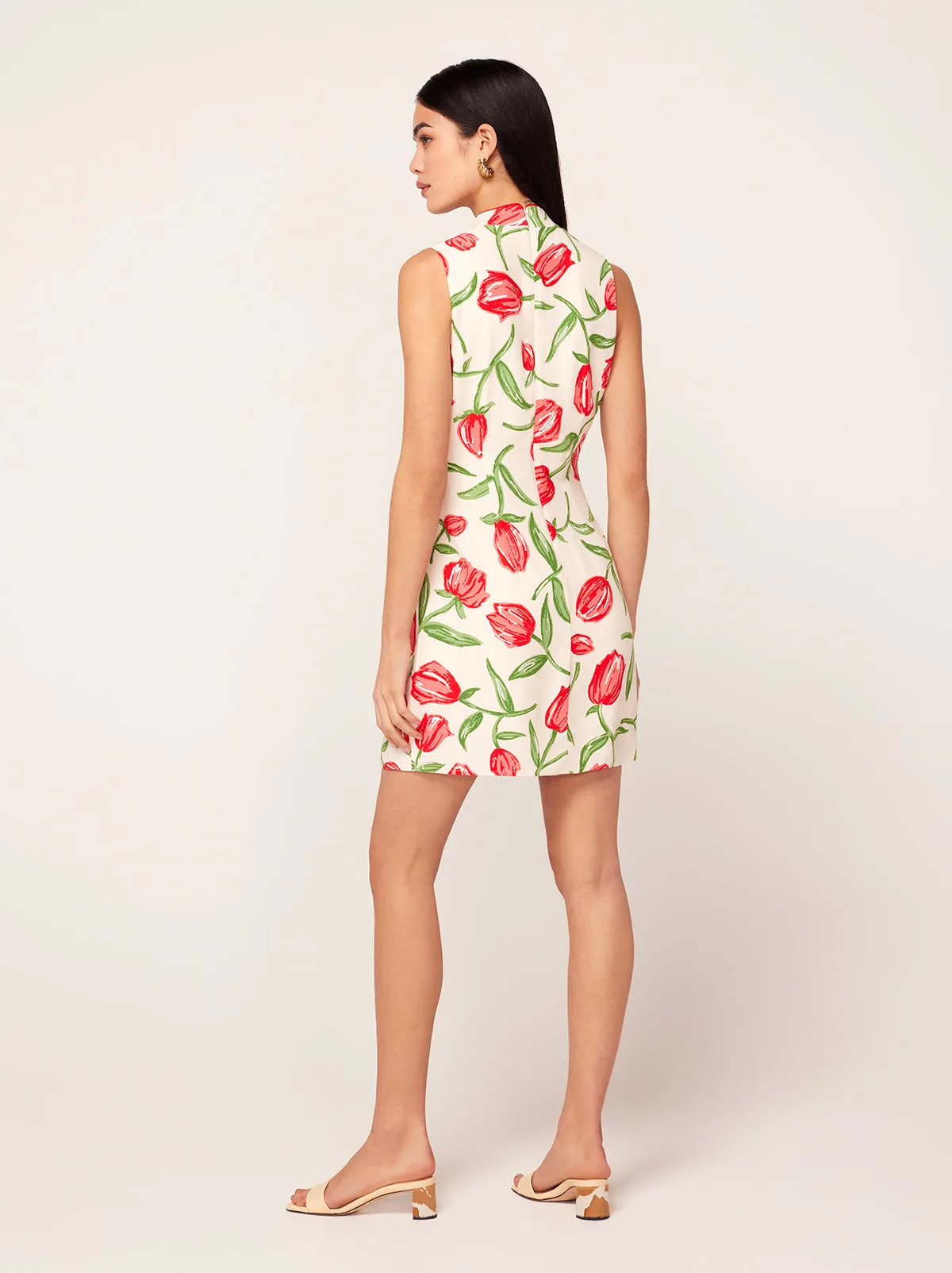 Aubrey Ivory Tulip Print Mini Dress
