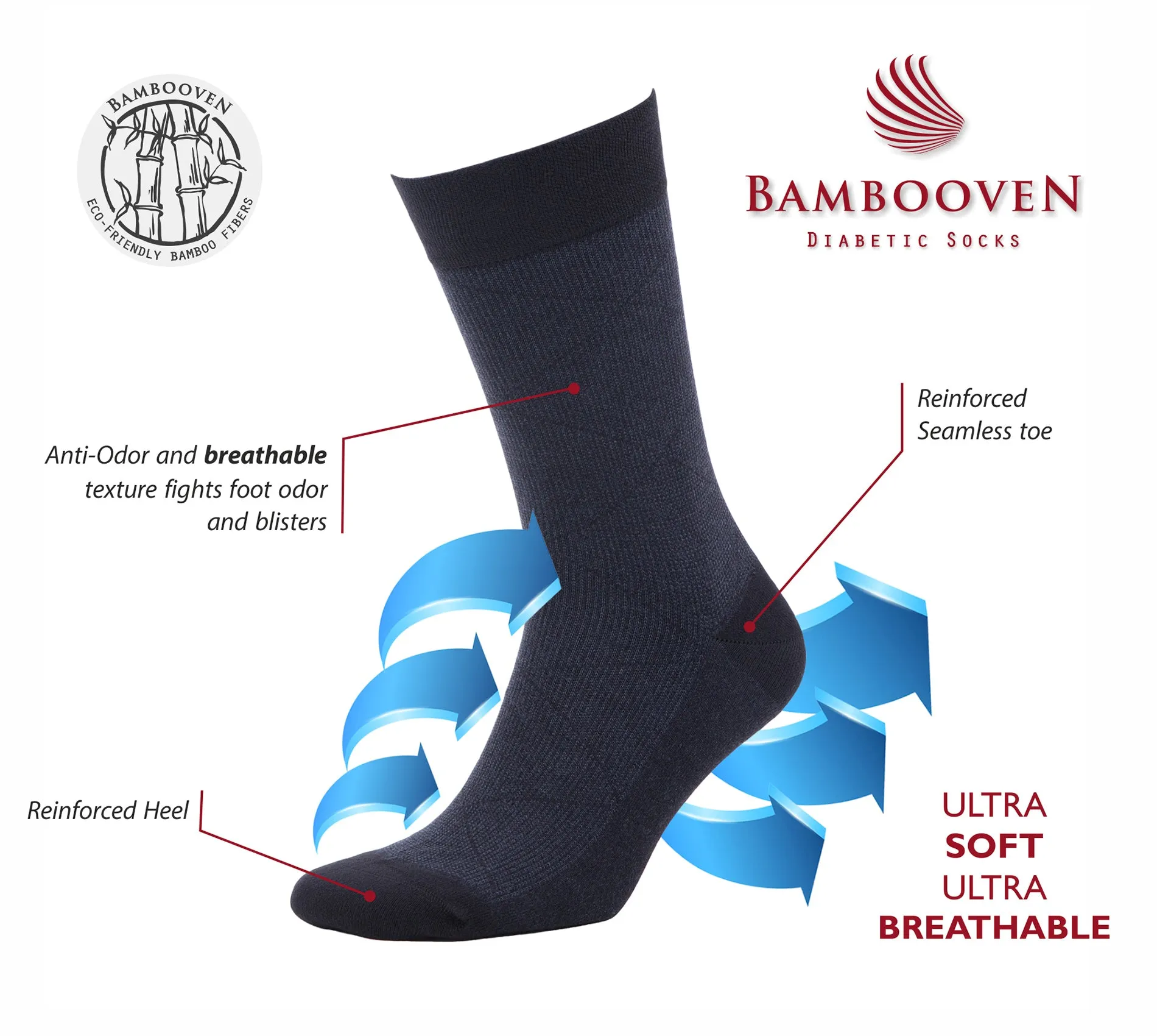 Bambooven Men’s Dress & Trouser Socks – Odor-Free Bamboo (6 Pairs) 635