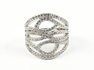 Beautiful Large Unique CZ Pattern Brass Ring