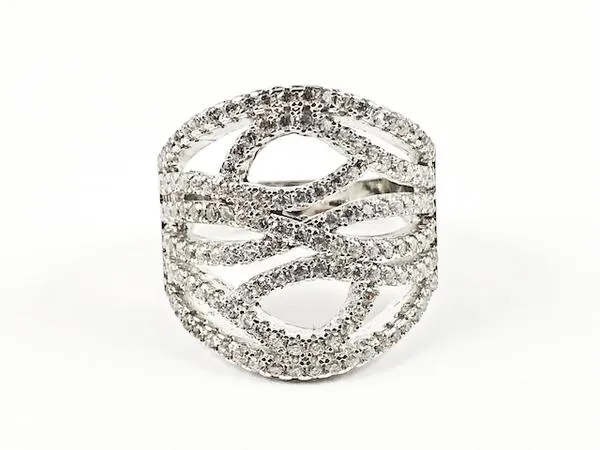 Beautiful Large Unique CZ Pattern Brass Ring