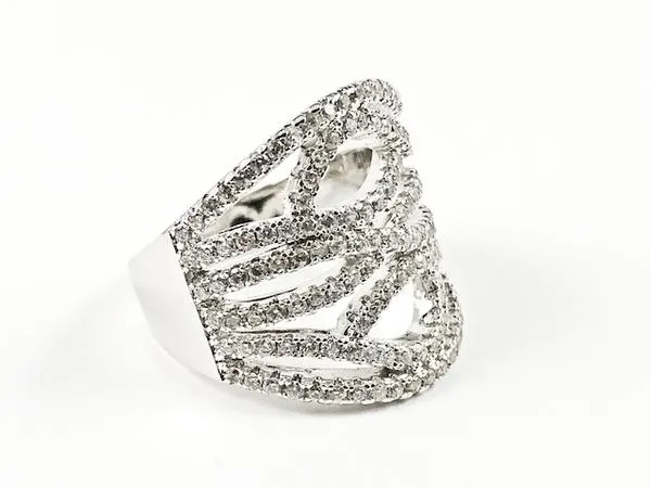 Beautiful Large Unique CZ Pattern Brass Ring