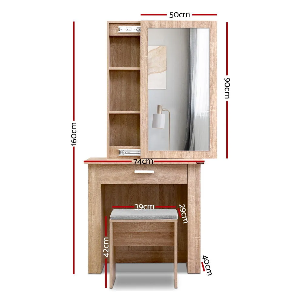 Bedroom Dressing Table with Mirror And Padded Stool Jewellery Cabinet