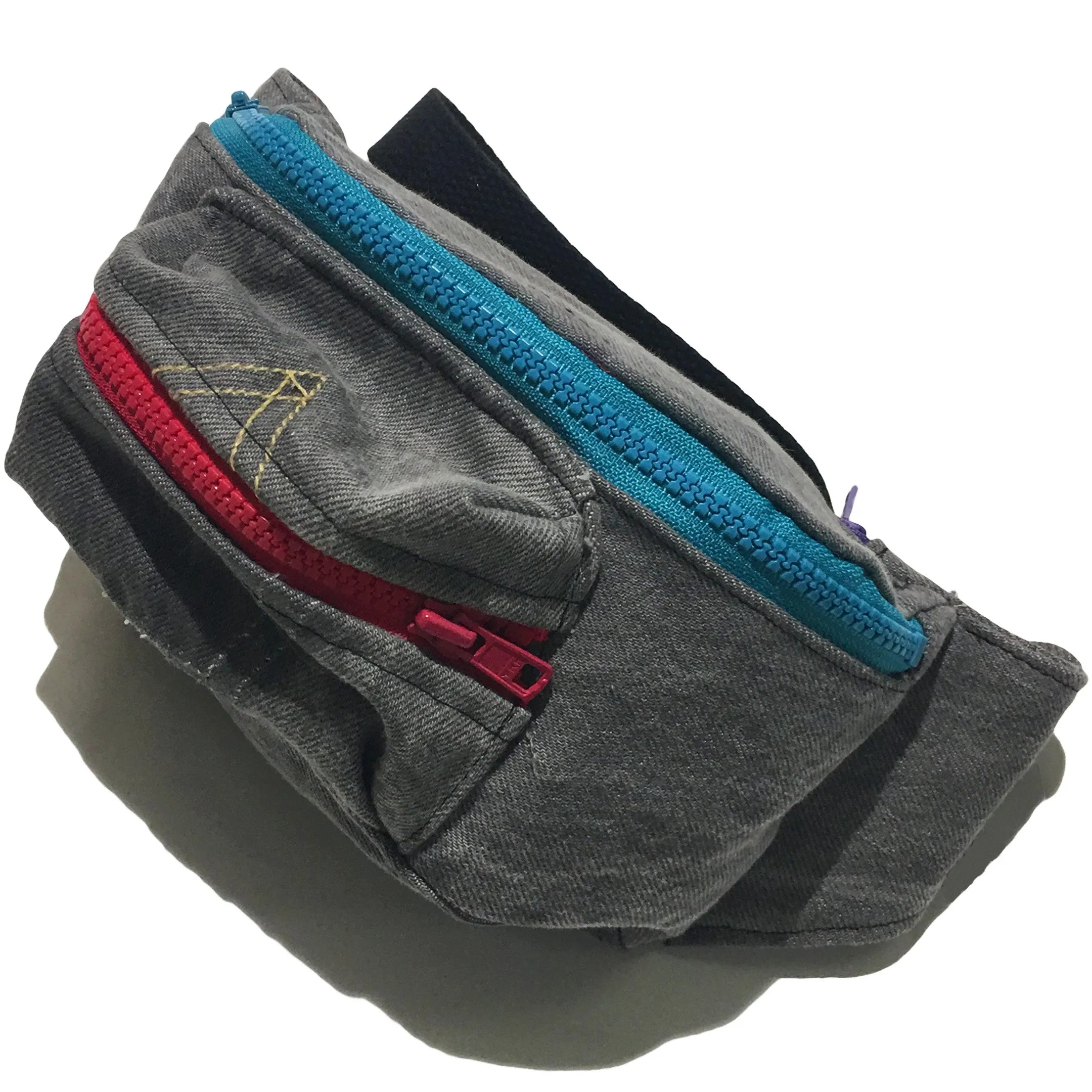 Black Acid Denim Fanny Pack