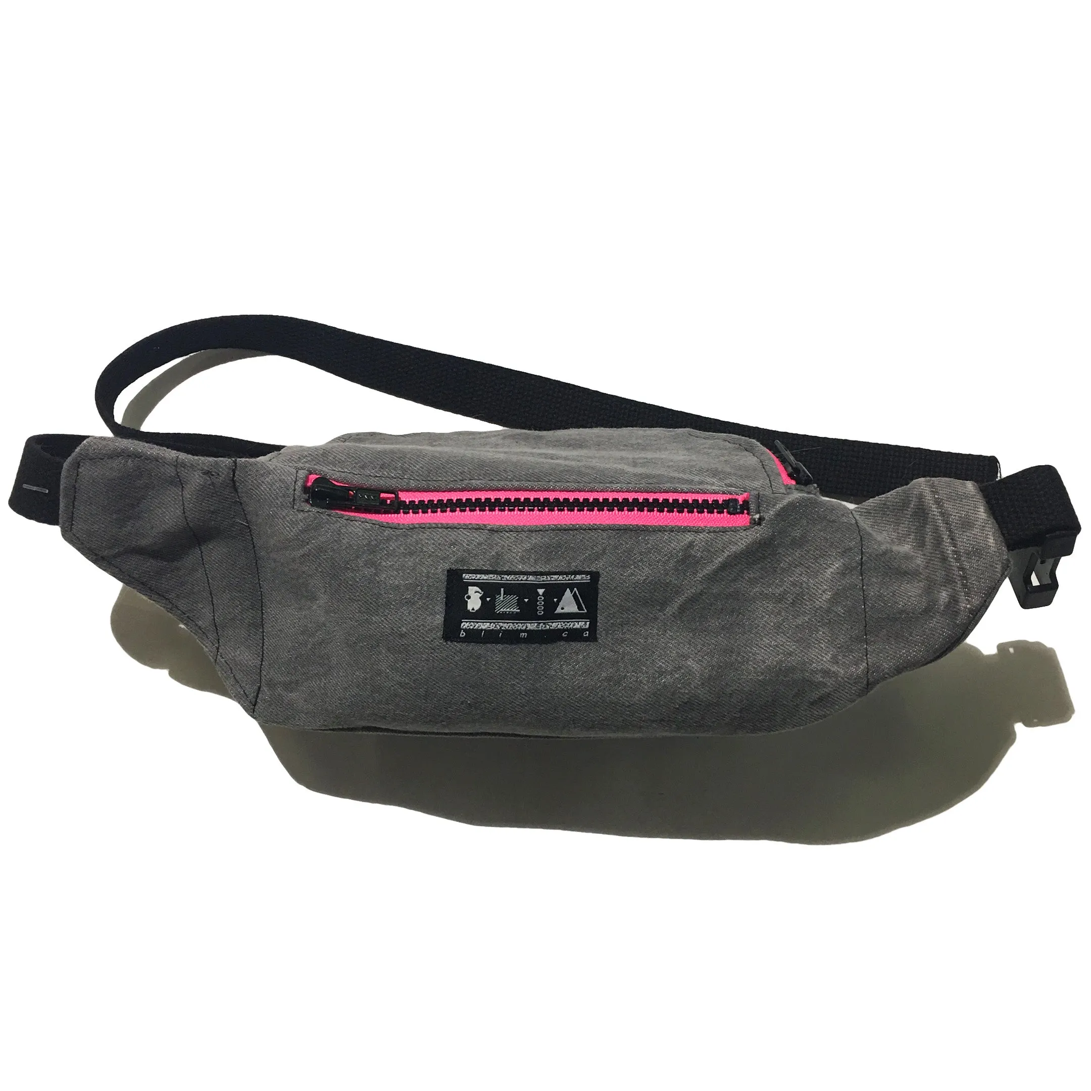 Black Acid Denim Fanny Pack