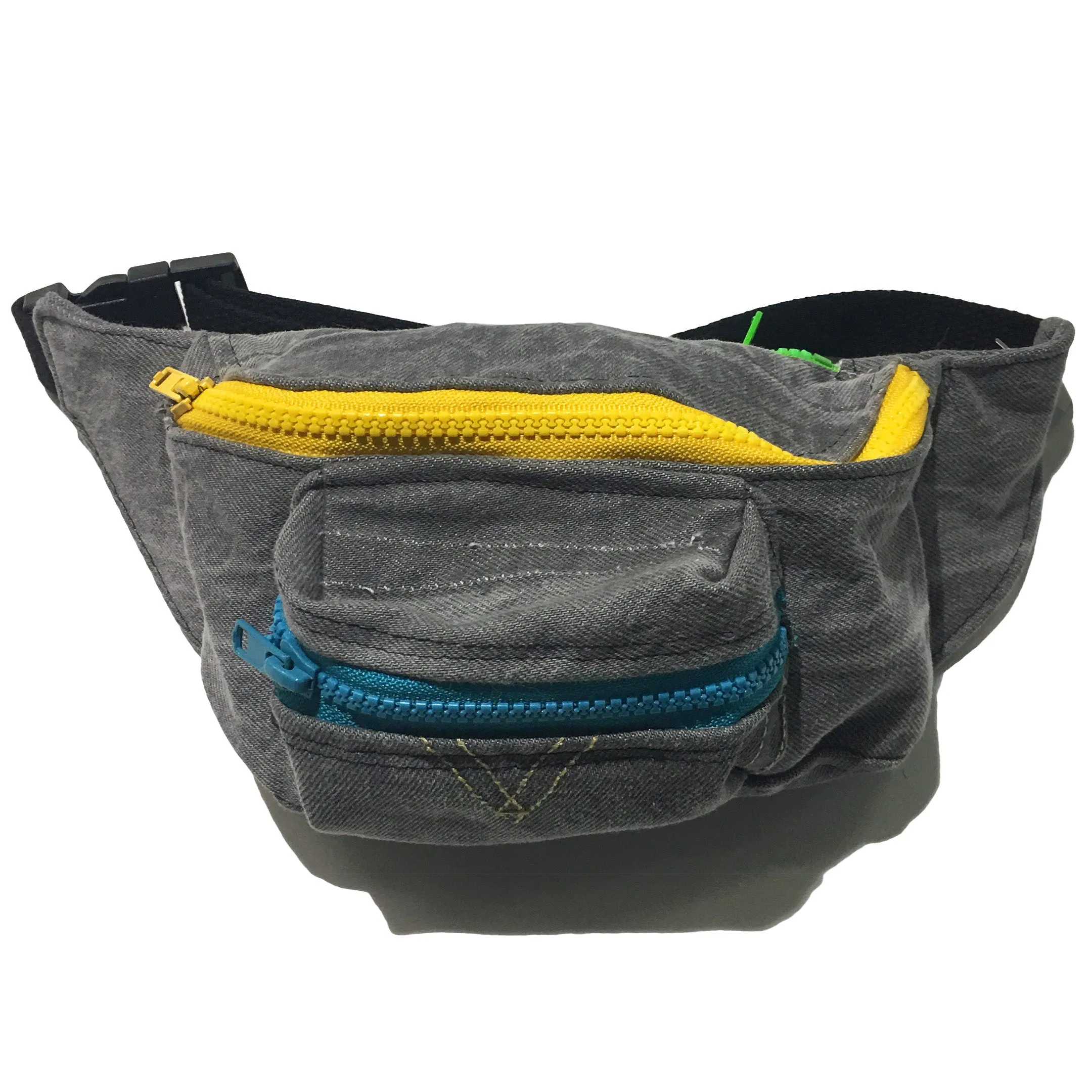 Black Acid Denim Fanny Pack