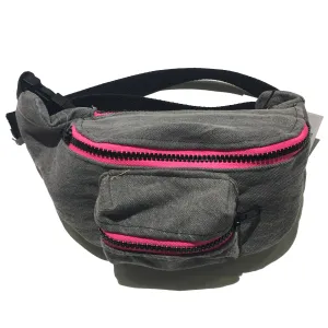 Black Acid Denim Fanny Pack