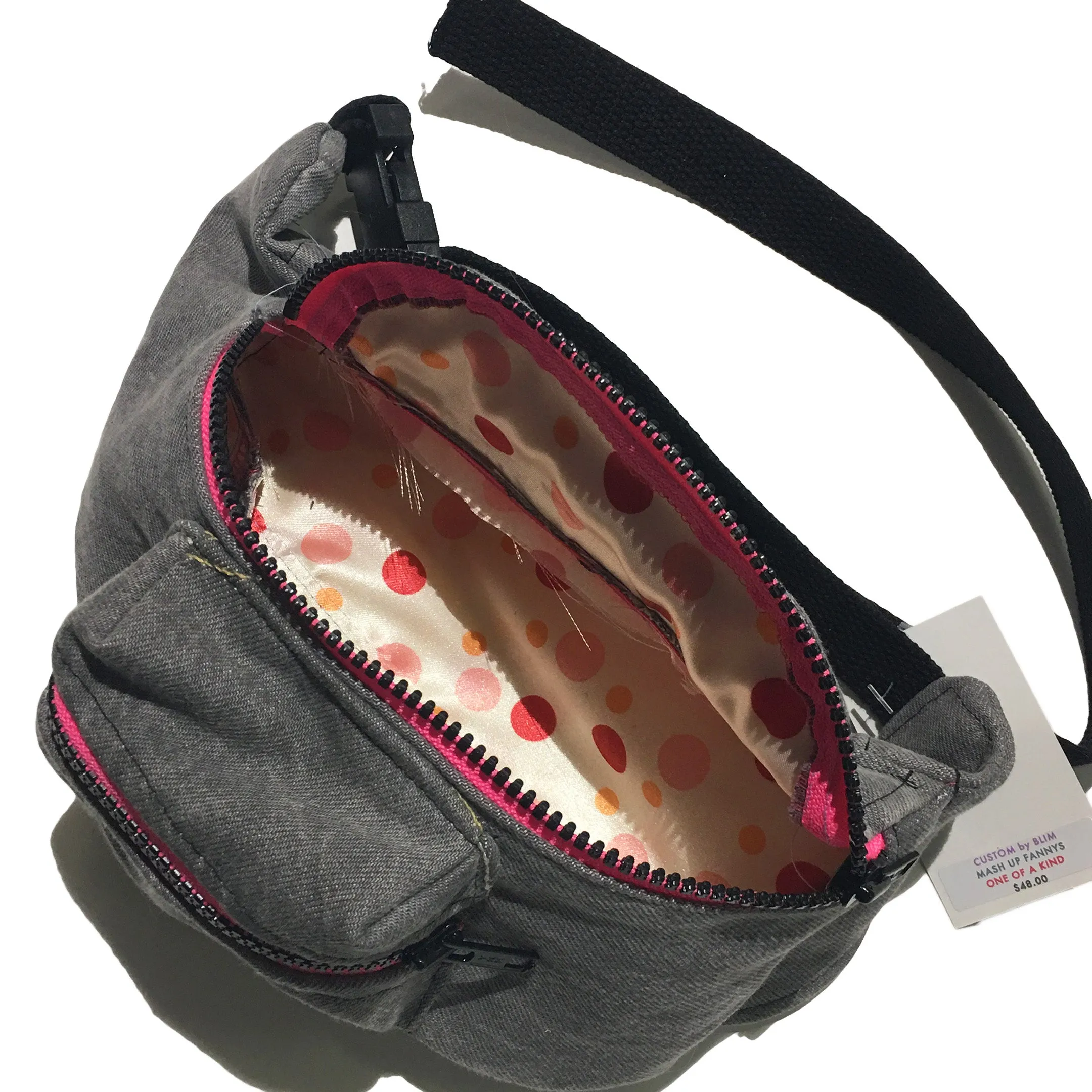 Black Acid Denim Fanny Pack