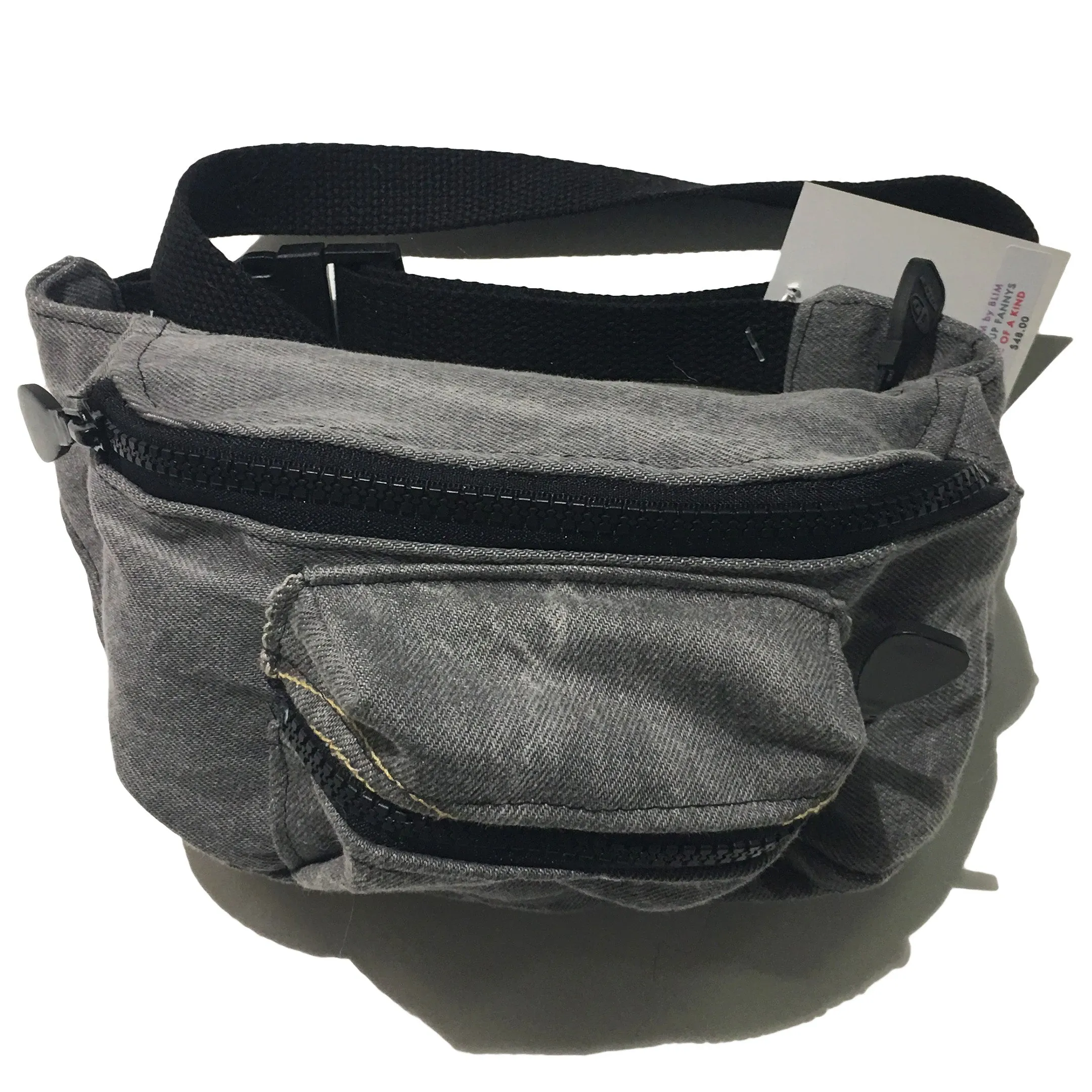 Black Acid Denim Fanny Pack