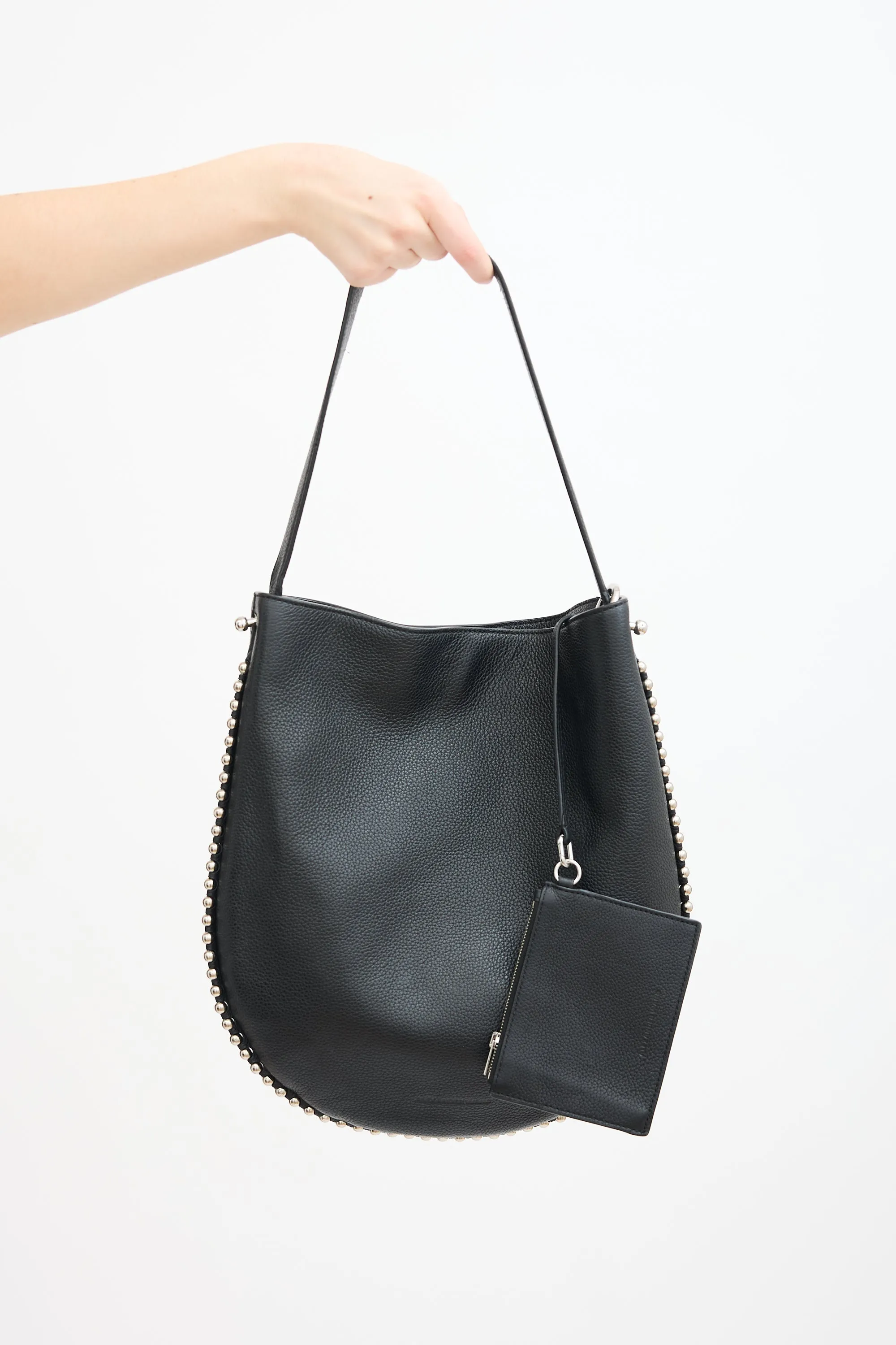 Black Leather Studded Roxy Tote Bag