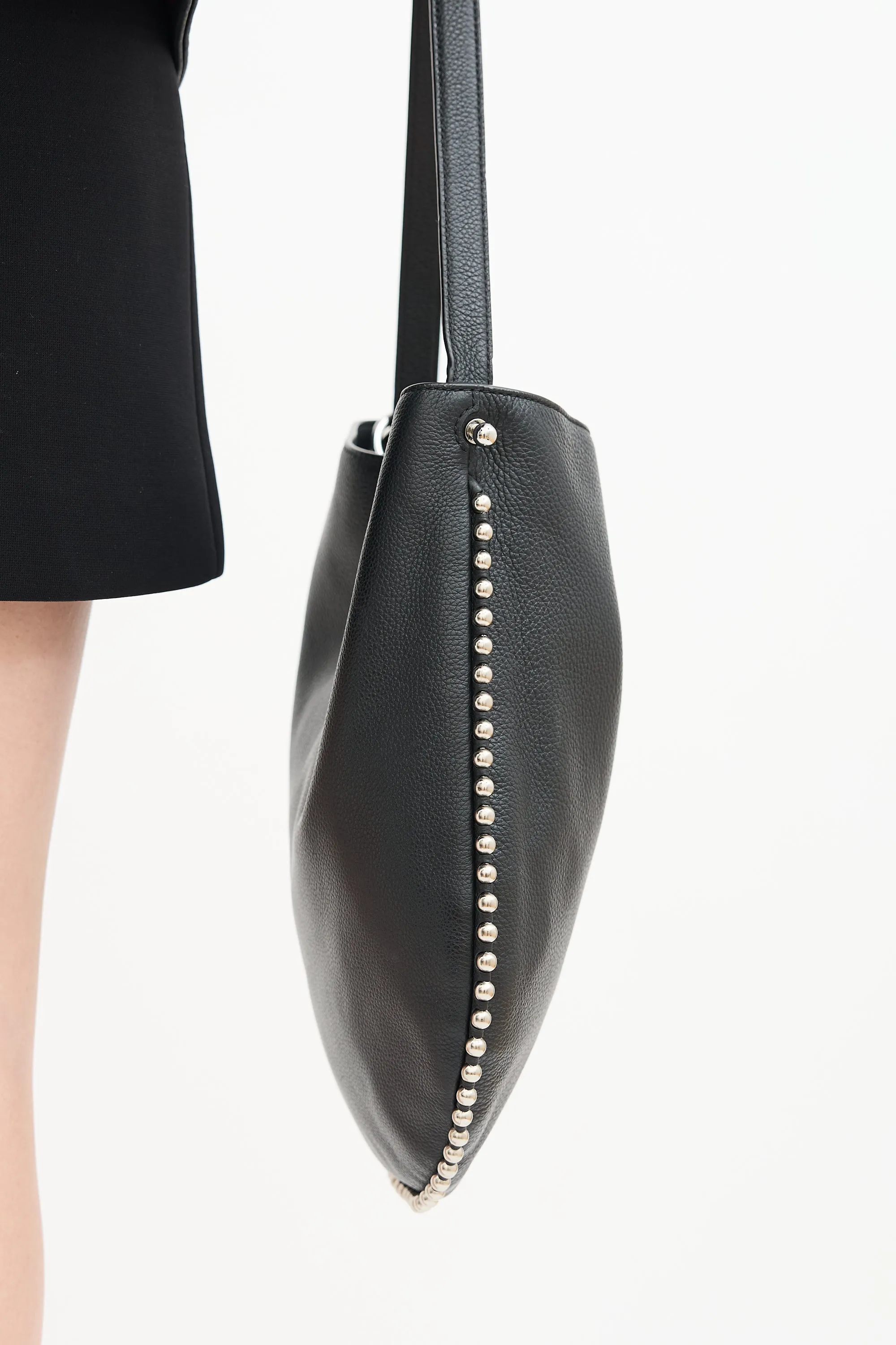 Black Leather Studded Roxy Tote Bag