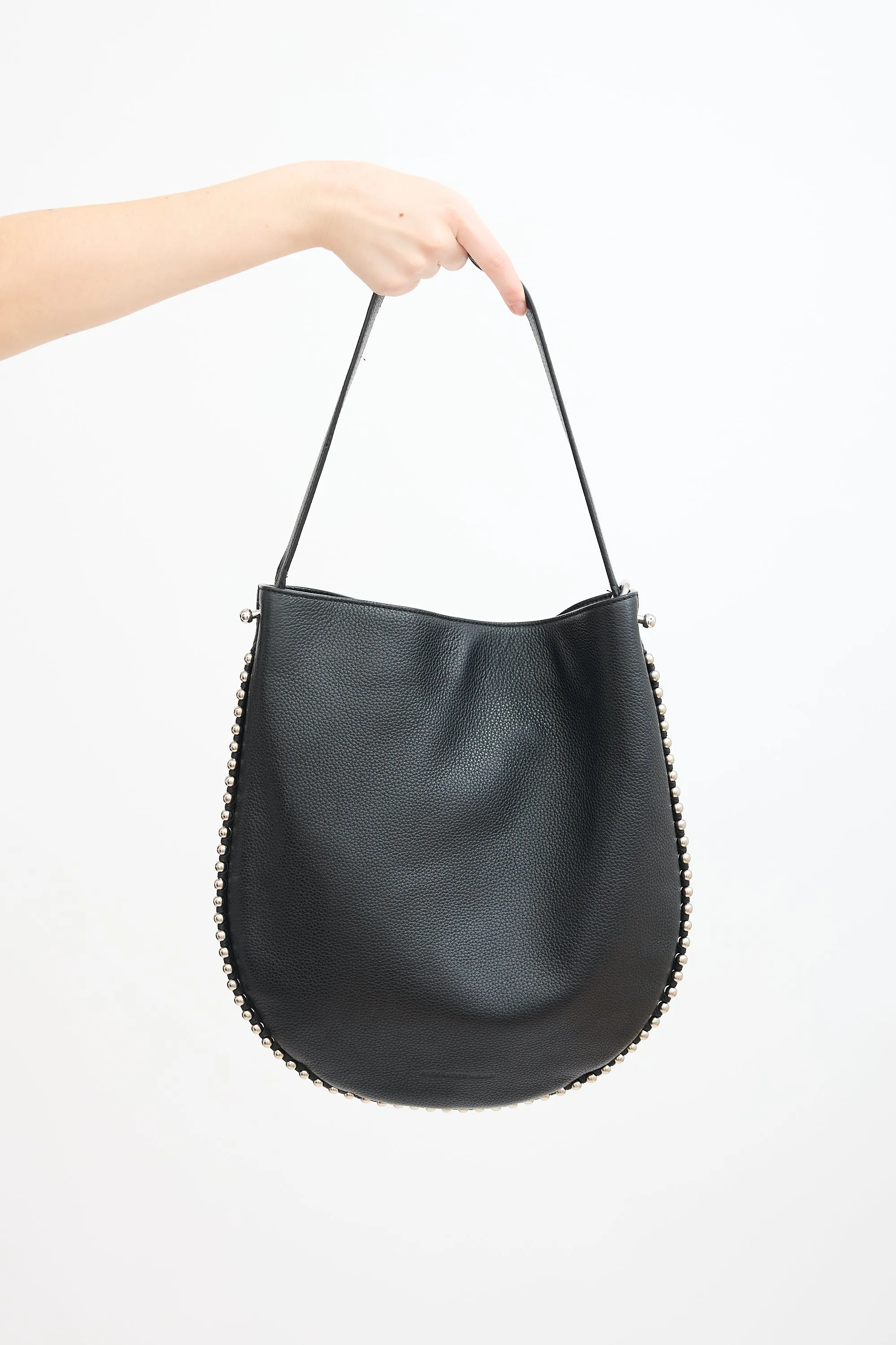 Black Leather Studded Roxy Tote Bag