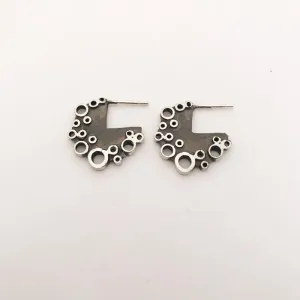 Blackened Sterling silver holly studs