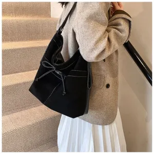 Bow Faux Leather Plain Crossbody Bag