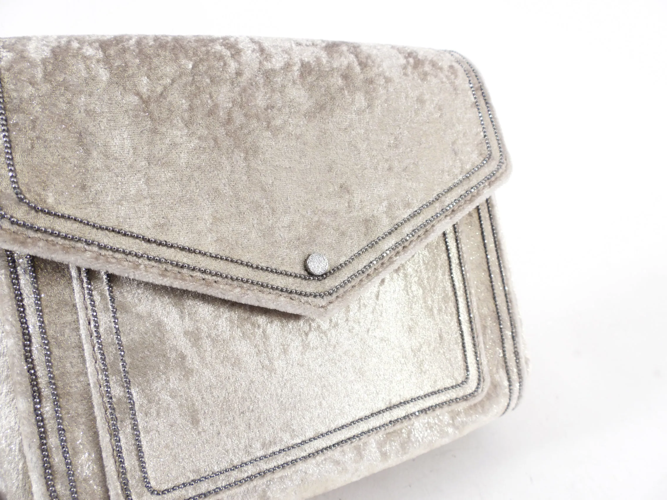 Brunello Cucinelli Ivory Velvet City Monili Crossbody Bag