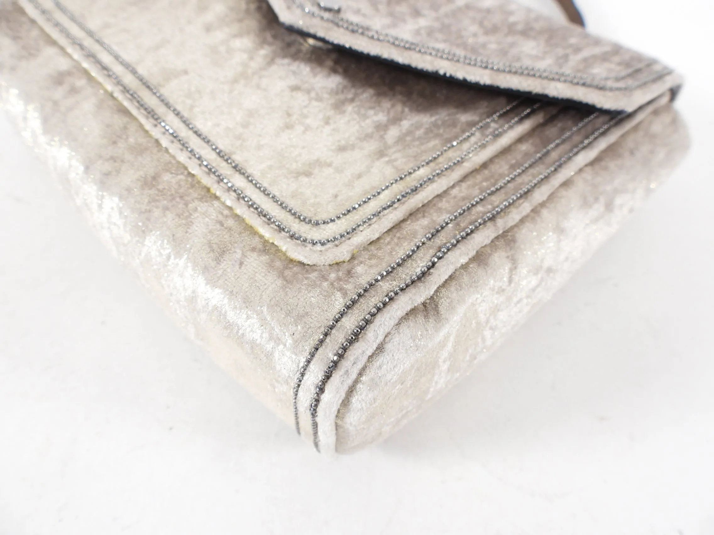 Brunello Cucinelli Ivory Velvet City Monili Crossbody Bag