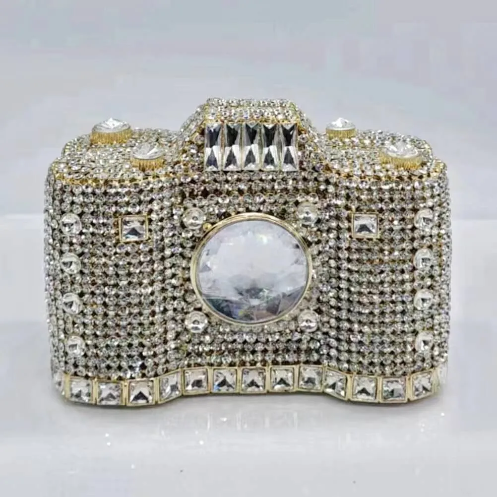 Camera Shape Rhinestone Clutch