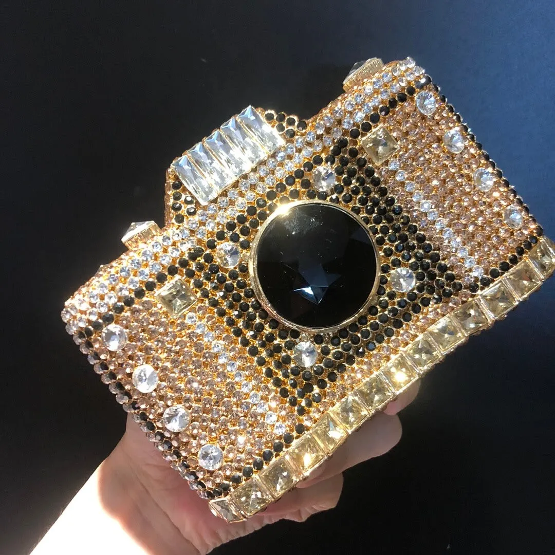 Camera Shape Rhinestone Clutch