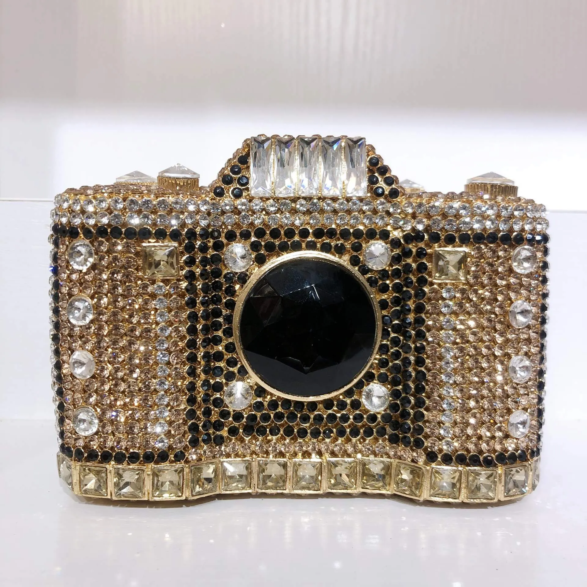 Camera Shape Rhinestone Clutch