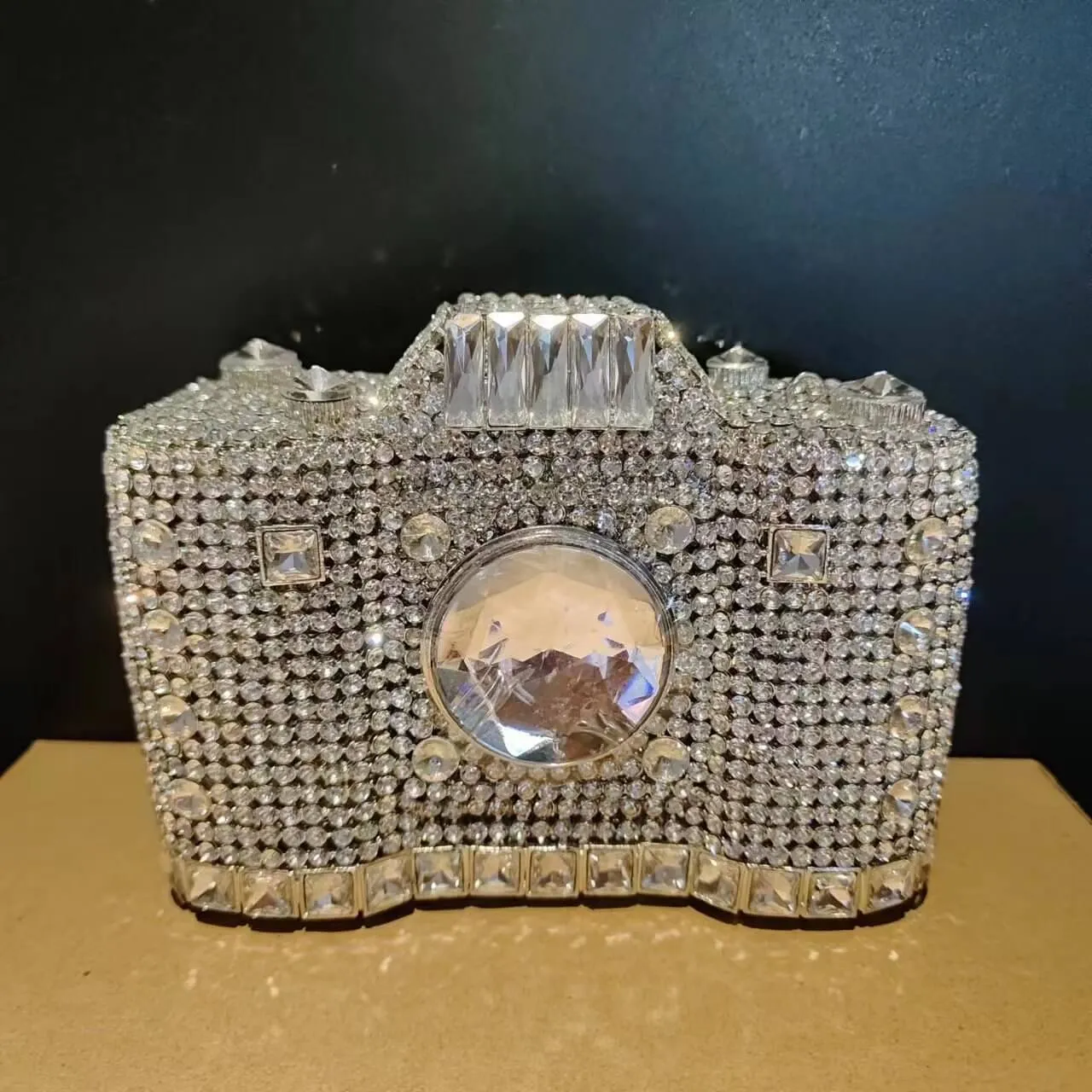 Camera Shape Rhinestone Clutch