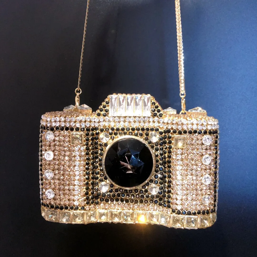 Camera Shape Rhinestone Clutch