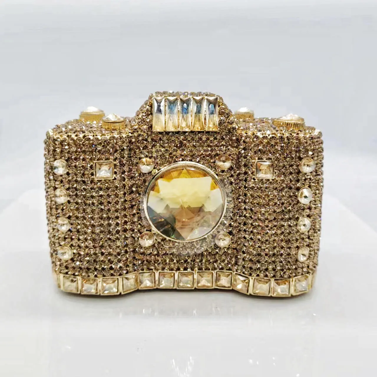 Camera Shape Rhinestone Clutch