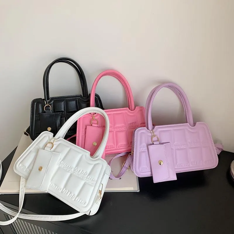 Candy Color Shoulder Bag With Small Wallet - 2 Piece Matching Set.