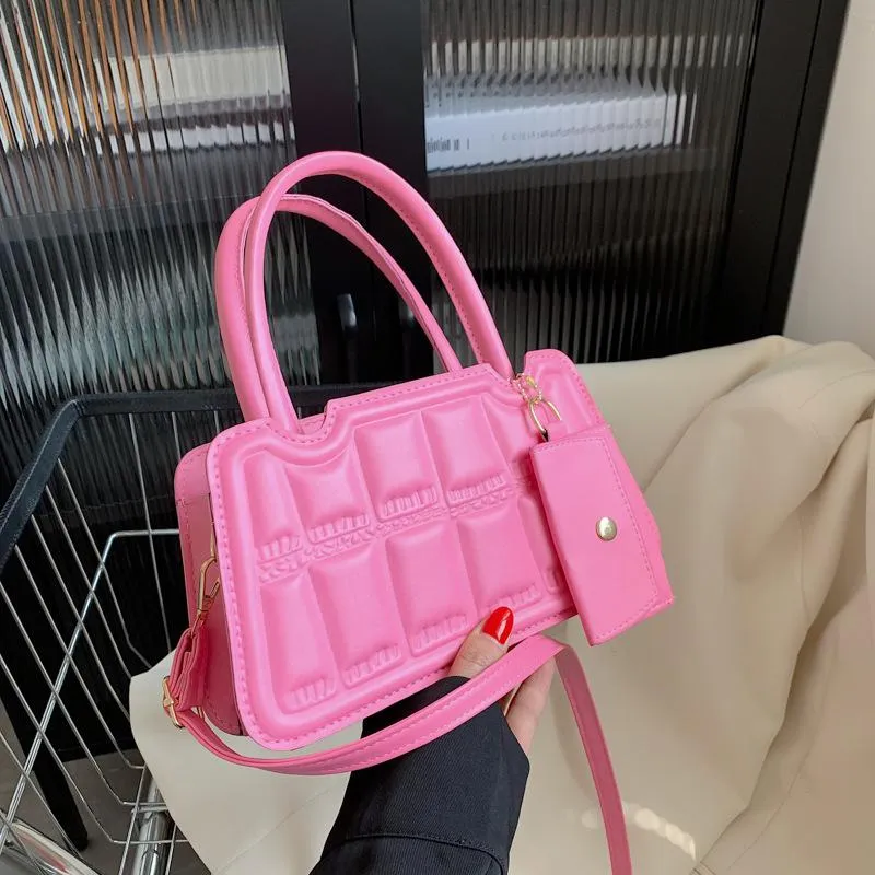 Candy Color Shoulder Bag With Small Wallet - 2 Piece Matching Set.