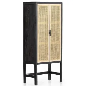 Caprice Narrow Cabinet, Black Wash Mango