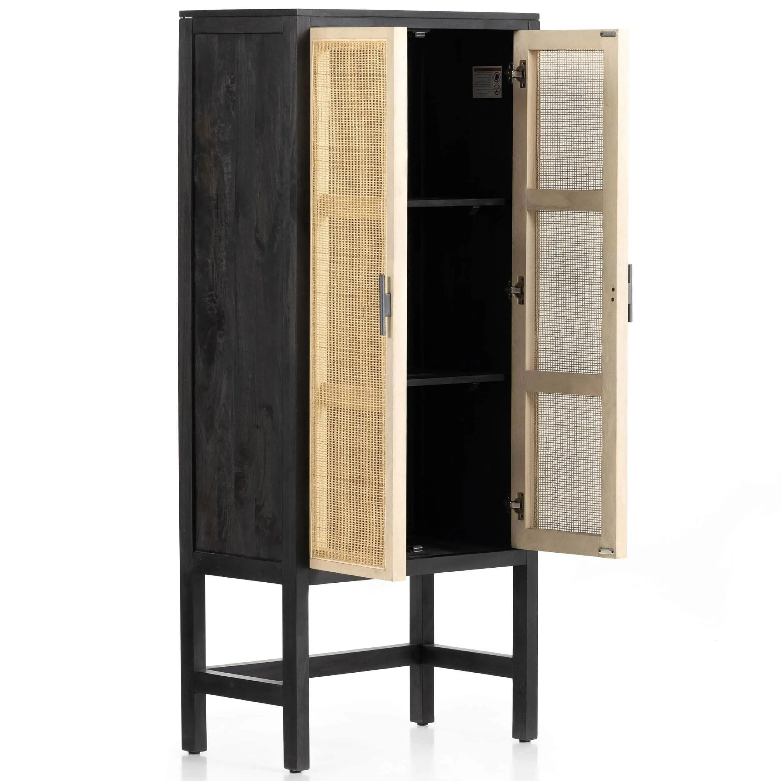 Caprice Narrow Cabinet, Black Wash Mango