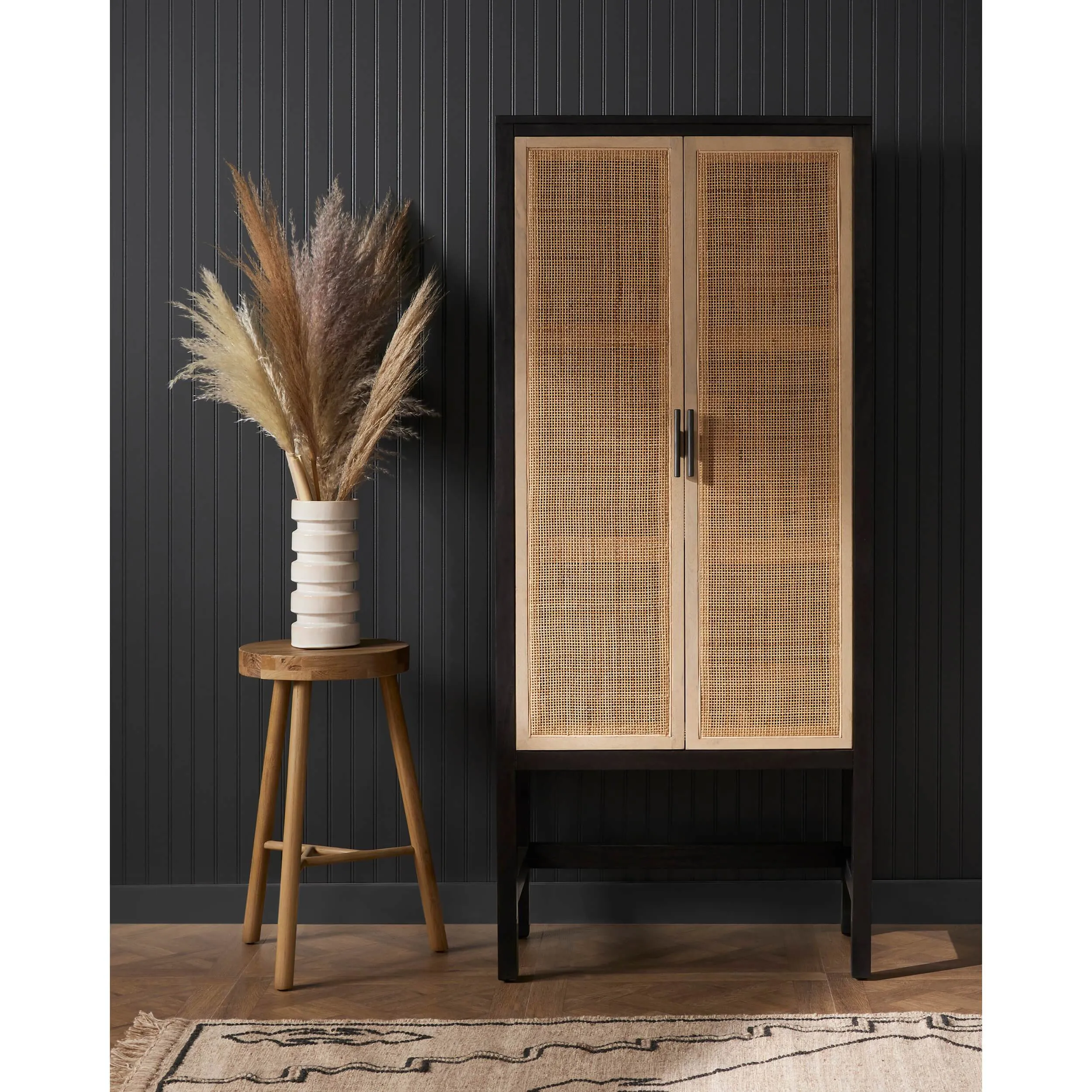 Caprice Narrow Cabinet, Black Wash Mango