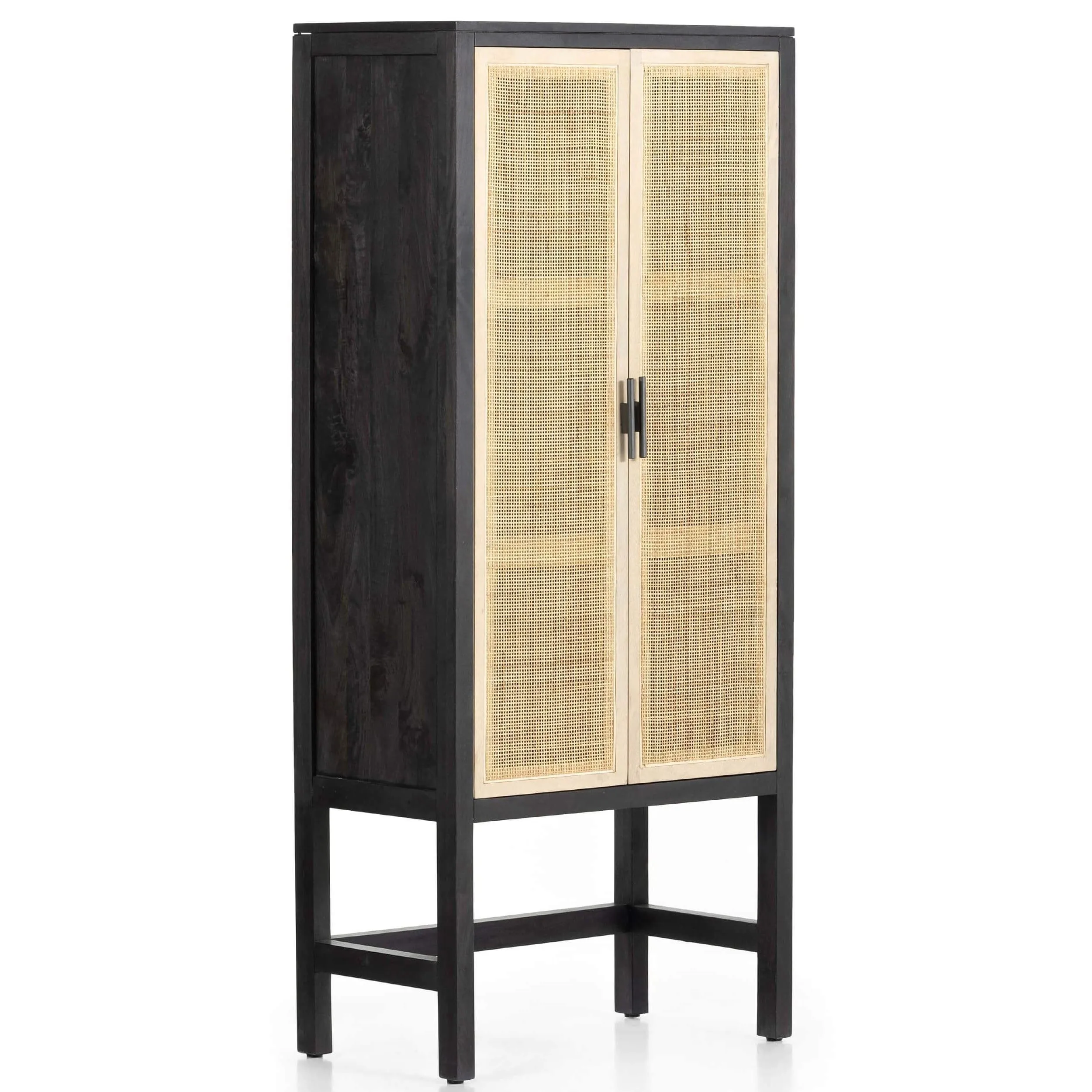 Caprice Narrow Cabinet, Black Wash Mango