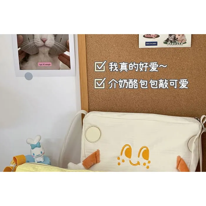 Cartoon Embroidered Crossbody Bag / Bag Charm / Coin Purse / Set