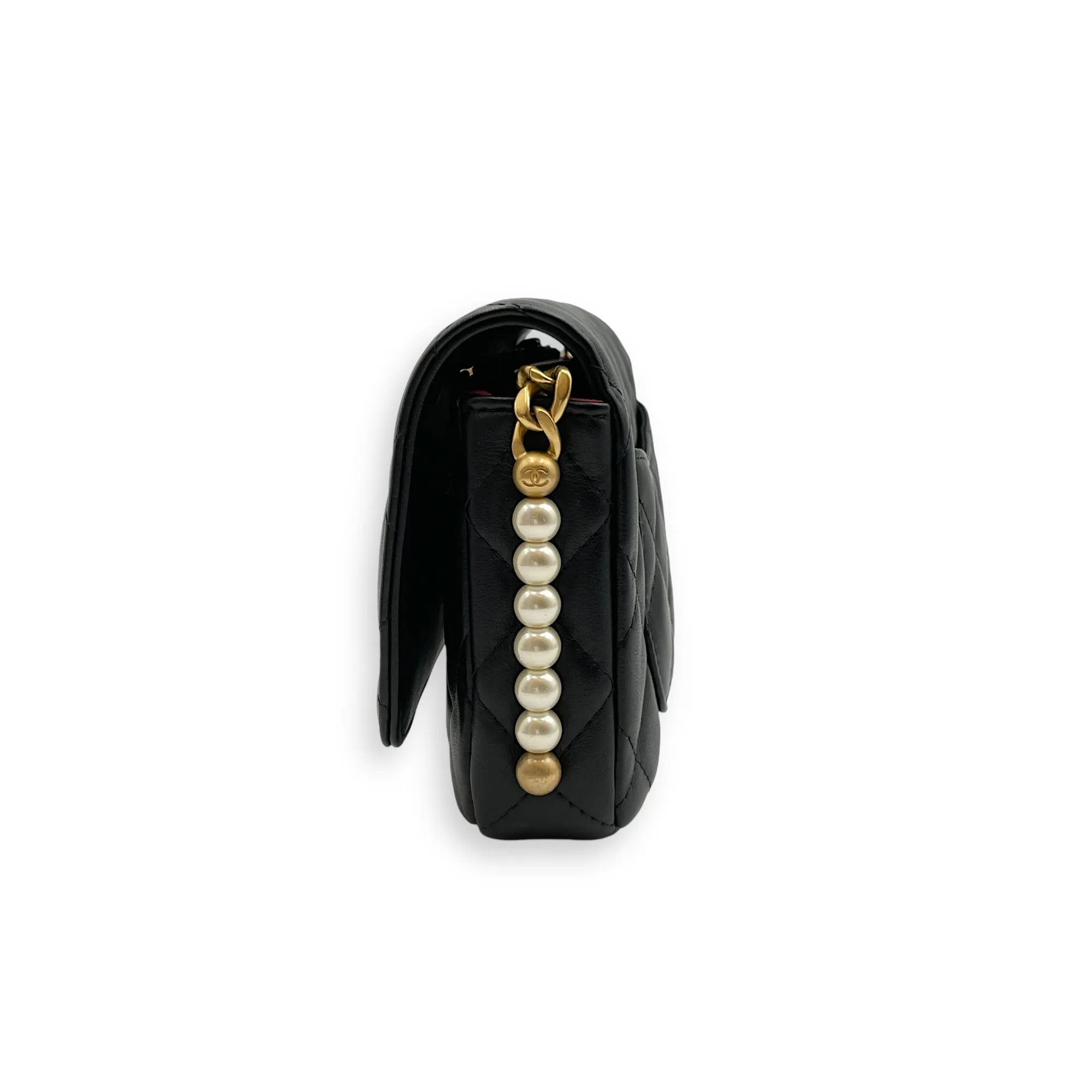 CC Quilt Black Crossbody Bag in Lambskin, Gold hardware