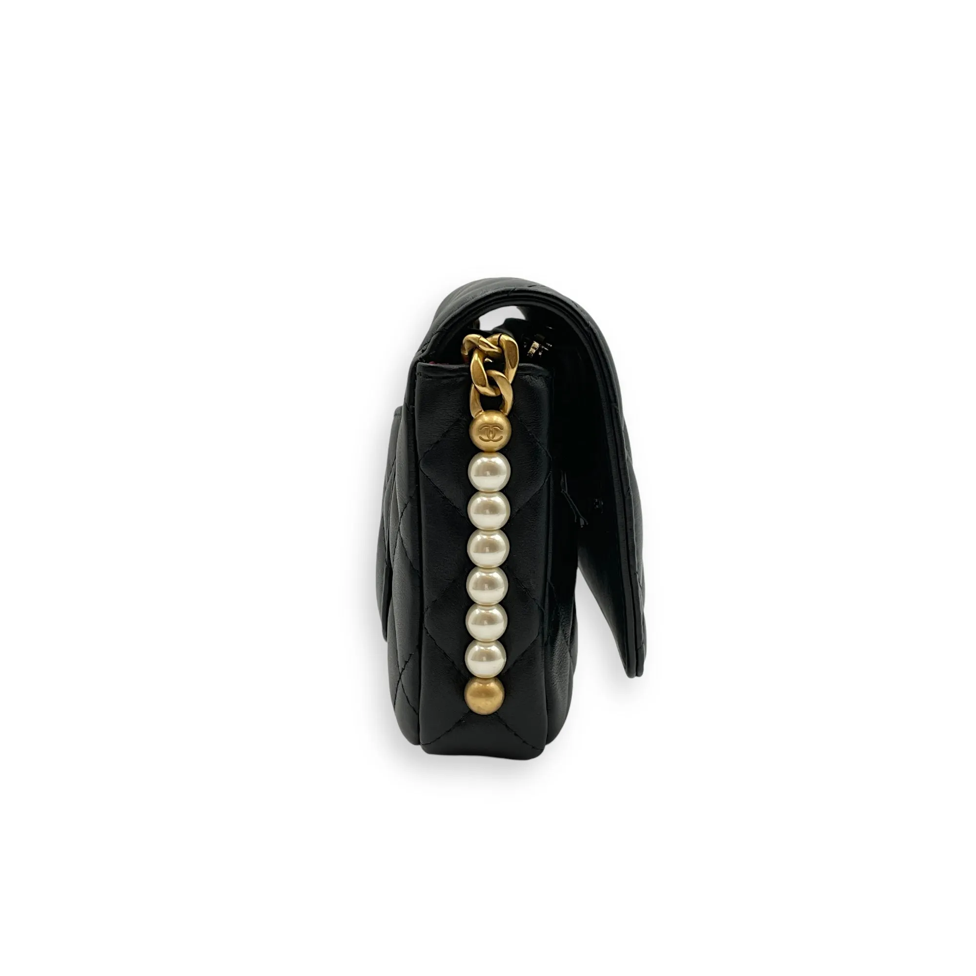 CC Quilt Black Crossbody Bag in Lambskin, Gold hardware